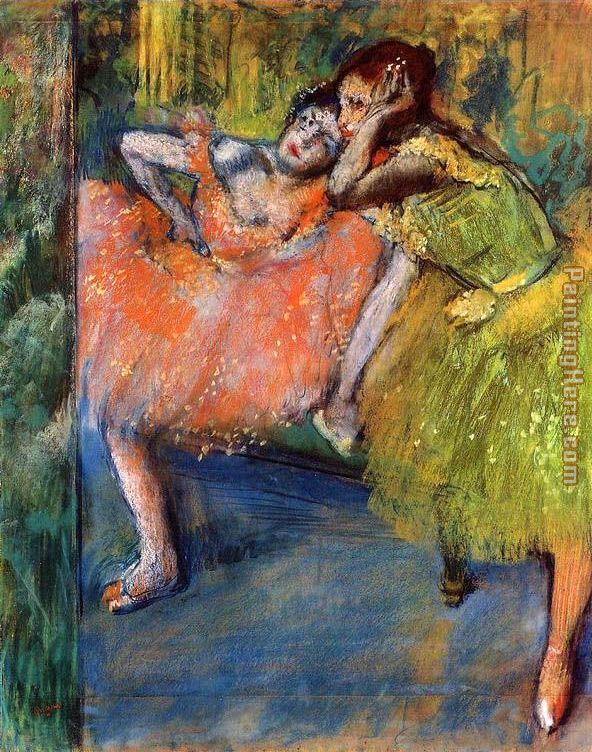 Two Dancers in the Foyer painting - Edgar Degas Two Dancers in the Foyer art painting